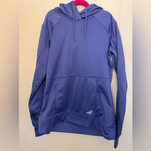 BCG Women’s XS Blue Hoodie Sweatshirt w/ thumb holes, monochrome print, pockets